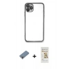 MARSİLYAN™- iPhone 11 Pro Max Kılıf Vadi Minimal - Siyah Mat Seramik Nano Ekran Koruyucu + Metal Kamera Lens Koruma Cam - MR