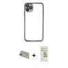 MARSİLYAN™- iPhone 11 Pro Max Kılıf Vadi Minimal - Siyah Mat Seramik Nano Ekran Koruyucu + Rainbow Kamera Lens Koruma Cam - GD