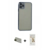 MARSİLYAN™- iPhone 11 Pro Max Kılıf Vadi Minimal - Siyah Mat Seramik Nano Ekran Koruyucu + Rainbow Kamera Lens Koruma Cam - YL
