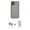 MARSİLYAN™- iPhone 11 Pro Max Kılıf Vadi Minimal - Siyah Mat Seramik Nano Ekran Koruyucu + Rainbow Kamera Lens Koruma Cam - GD