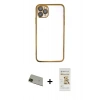 MARSİLYAN™- iPhone 11 Pro Max Kılıf Vadi Minimal - Siyah Mat Seramik Nano Ekran Koruyucu + Rainbow Kamera Lens Koruma Cam - YL