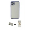 MARSİLYAN™- iPhone 11 Pro Max Kılıf Vadi Minimal - Siyah Mat Seramik Nano Ekran Koruyucu + Rainbow Kamera Lens Koruma Cam - YL