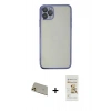 MARSİLYAN™- iPhone 11 Pro Max Kılıf Vadi Minimal - Siyah Mat Seramik Nano Ekran Koruyucu + Rainbow Kamera Lens Koruma Cam - GD