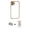 MARSİLYAN™- iPhone 11 Pro Max Kılıf Vadi Minimal - Siyah Mat Seramik Nano Ekran Koruyucu + Rainbow Kamera Lens Koruma Cam - GD