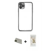 MARSİLYAN™- iPhone 11 Pro Max Kılıf Vadi Minimal - Siyah Mat Seramik Nano Ekran Koruyucu + Rainbow Kamera Lens Koruma Cam - YL