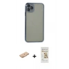 MARSİLYAN™- iPhone 11 Pro Max Kılıf Vadi Minimal - Siyah Mat Seramik Nano Ekran Koruyucu + Renkli Kamera Lens Koruma Cam - TU
