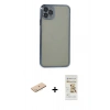 MARSİLYAN™- iPhone 11 Pro Max Kılıf Vadi Minimal - Siyah Mat Seramik Nano Ekran Koruyucu + Renkli Kamera Lens Koruma Cam - MI