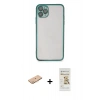 MARSİLYAN™- iPhone 11 Pro Max Kılıf Vadi Minimal - Siyah Mat Seramik Nano Ekran Koruyucu + Renkli Kamera Lens Koruma Cam - TU