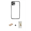 MARSİLYAN™- iPhone 11 Pro Max Kılıf Vadi Minimal - Siyah Mat Seramik Nano Ekran Koruyucu + Renkli Kamera Lens Koruma Cam - TU