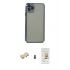 MARSİLYAN™- iPhone 11 Pro Max Kılıf Vadi Minimal - Siyah Mat Seramik Nano Ekran Koruyucu + Renkli Kamera Lens Koruma Cam - SI
