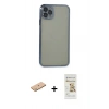 MARSİLYAN™- iPhone 11 Pro Max Kılıf Vadi Minimal - Siyah Mat Seramik Nano Ekran Koruyucu + Renkli Kamera Lens Koruma Cam - PE