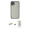 MARSİLYAN™- iPhone 11 Pro Max Kılıf Vadi Minimal - Siyah Mat Seramik Nano Ekran Koruyucu + Renkli Kamera Lens Koruma Cam - MI