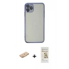MARSİLYAN™- iPhone 11 Pro Max Kılıf Vadi Minimal - Siyah Mat Seramik Nano Ekran Koruyucu + Renkli Kamera Lens Koruma Cam - TU