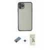 MARSİLYAN™- iPhone 11 Pro Max Kılıf Vadi Minimal - Siyah Mat Seramik Nano Ekran Koruyucu + Shine Kamera Lens Koruma Cam - SH