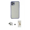 MARSİLYAN™- iPhone 11 Pro Max Kılıf Vadi Minimal - Siyah Mat Seramik Nano Ekran Koruyucu + Pers Alüminyum Kamera Lens - YL