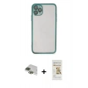 MARSİLYAN™- iPhone 11 Pro Max Kılıf Vadi Minimal - Siyah Mat Seramik Nano Ekran Koruyucu + Pers Alüminyum Kamera Lens - YL
