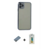 MARSİLYAN™- iPhone 11 Pro Max Kılıf Vadi Minimal - Siyah Polymer Nano Ekran Koruyucu + Metal Kamera Lens Koruma Cam - GS