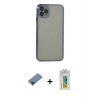 MARSİLYAN™- iPhone 11 Pro Max Kılıf Vadi Minimal - Siyah Polymer Nano Ekran Koruyucu + Metal Kamera Lens Koruma Cam - SH