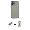 MARSİLYAN™- iPhone 11 Pro Max Kılıf Vadi Minimal - Siyah Polymer Nano Ekran Koruyucu + Metal Kamera Lens Koruma Cam - MI