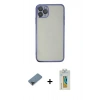 MARSİLYAN™- iPhone 11 Pro Max Kılıf Vadi Minimal - Siyah Polymer Nano Ekran Koruyucu + Metal Kamera Lens Koruma Cam - SH