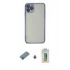 MARSİLYAN™- iPhone 11 Pro Max Kılıf Vadi Minimal - Siyah Polymer Nano Ekran Koruyucu + Metal Kamera Lens Koruma Cam - MR
