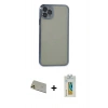 MARSİLYAN™- iPhone 11 Pro Max Kılıf Vadi Minimal - Siyah Polymer Nano Ekran Koruyucu + Rainbow Kamera Lens Koruma Cam - GD