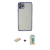 MARSİLYAN™- iPhone 11 Pro Max Kılıf Vadi Minimal - Siyah Polymer Nano Ekran Koruyucu + Renkli Kamera Lens Koruma Cam - MI