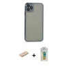 MARSİLYAN™- iPhone 11 Pro Max Kılıf Vadi Minimal - Siyah Polymer Nano Ekran Koruyucu + Renkli Kamera Lens Koruma Cam - MI