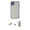 MARSİLYAN™- iPhone 11 Pro Max Kılıf Vadi Minimal - Siyah Polymer Nano Ekran Koruyucu + Renkli Kamera Lens Koruma Cam - SI