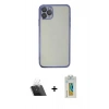 MARSİLYAN™- iPhone 11 Pro Max Kılıf Vadi Minimal - Siyah Polymer Nano Ekran Koruyucu + Kamera Lens Koruma Cam - SF