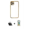 MARSİLYAN™- iPhone 11 Pro Max Kılıf Vadi Minimal - Siyah Polymer Nano Ekran Koruyucu + Kamera Lens Koruma Cam - SF