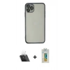 MARSİLYAN™- iPhone 11 Pro Max Kılıf Vadi Minimal - Siyah Polymer Nano Ekran Koruyucu + Kamera Lens Koruma Cam - SF