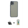 MARSİLYAN™- iPhone 11 Pro Max Kılıf Vadi Minimal - Siyah Polymer Nano Ekran Koruyucu + Kamera Lens Koruma Cam - SF