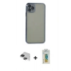 MARSİLYAN™- iPhone 11 Pro Max Kılıf Vadi Minimal - Siyah Polymer Nano Ekran Koruyucu + Pers Alüminyum Kamera Lens - SH