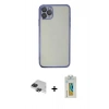 MARSİLYAN™- iPhone 11 Pro Max Kılıf Vadi Minimal - Siyah Polymer Nano Ekran Koruyucu + Pers Alüminyum Kamera Lens - SH