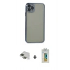 MARSİLYAN™- iPhone 11 Pro Max Kılıf Vadi Minimal - Siyah Polymer Nano Ekran Koruyucu + Pers Alüminyum Kamera Lens - YL
