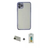 MARSİLYAN™- iPhone 11 Pro Max Kılıf Vadi Minimal - Siyah Polymer Nano Ekran Koruyucu + Yeşil Rainbow Kamera Lens Koruma Cam
