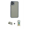 MARSİLYAN™- iPhone 11 Pro Max Kılıf Vadi Minimal - Siyah Polymer Nano Ekran Koruyucu + Yeşil Rainbow Kamera Lens Koruma Cam
