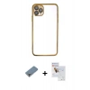 MARSİLYAN™- iPhone 11 Pro Max Kılıf Vadi Minimal - Siyah Seramik Nano Ekran Koruyucu + Metal Kamera Lens Koruma Cam - GD