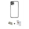 MARSİLYAN™- iPhone 11 Pro Max Kılıf Vadi Minimal - Siyah Seramik Nano Ekran Koruyucu + Rainbow Kamera Lens Koruma Cam - GD