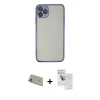 MARSİLYAN™- iPhone 11 Pro Max Kılıf Vadi Minimal - Siyah Seramik Nano Ekran Koruyucu + Rainbow Kamera Lens Koruma Cam - GD