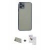 MARSİLYAN™- iPhone 11 Pro Max Kılıf Vadi Minimal - Siyah Seramik Nano Ekran Koruyucu + Rainbow Kamera Lens Koruma Cam - GD