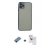 MARSİLYAN™- iPhone 11 Pro Max Kılıf Vadi Minimal - Siyah Seramik Nano Ekran Koruyucu + Metal Kamera Lens Koruma Cam - MI
