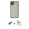 MARSİLYAN™- iPhone 11 Pro Max Kılıf Vadi Minimal - Siyah Seramik Nano Ekran Koruyucu + Metal Kamera Lens Koruma Cam - MI