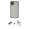 MARSİLYAN™- iPhone 11 Pro Max Kılıf Vadi Minimal - Siyah Seramik Nano Ekran Koruyucu + Metal Kamera Lens Koruma Cam - AKYL