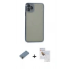 MARSİLYAN™- iPhone 11 Pro Max Kılıf Vadi Minimal - Siyah Seramik Nano Ekran Koruyucu + Metal Kamera Lens Koruma Cam - AKYL