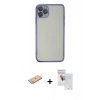 MARSİLYAN™- iPhone 11 Pro Max Kılıf Vadi Minimal - Siyah Seramik Nano Ekran Koruyucu + Renkli Kamera Lens Koruma Cam - PE
