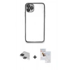 MARSİLYAN™- iPhone 11 Pro Max Kılıf Vadi Minimal - Siyah Seramik Nano Ekran Koruyucu + Pers Alüminyum Kamera Lens - SH