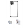 MARSİLYAN™- iPhone 11 Pro Max Kılıf Vadi Minimal - Siyah Seramik Nano Ekran Koruyucu + Pers Alüminyum Kamera Lens - LT