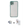 MARSİLYAN™- iPhone 11 Pro Max Kılıf Vadi Minimal - Siyah Seramik Nano Ekran Koruyucu + Pers Alüminyum Kamera Lens - LT